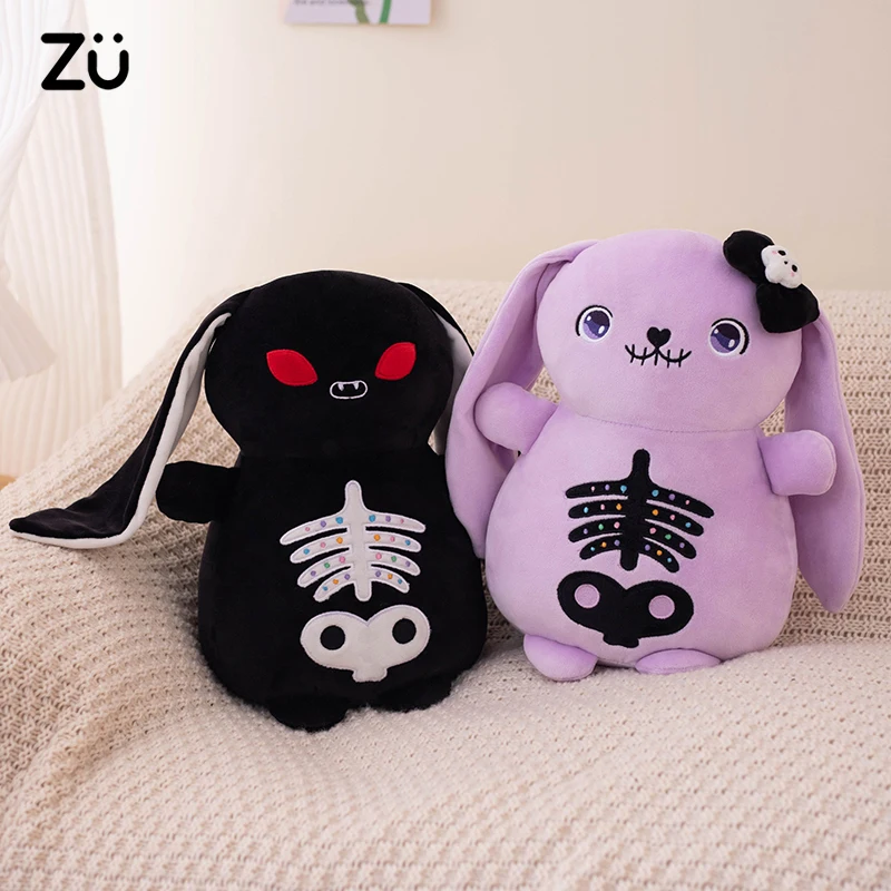 ZU 22/30cm Scary Goth Bunny Plush Soft Dolls Horror Plushie Animal Emo Rabbit Toy Halloween Gift Hallowmas Party Decor