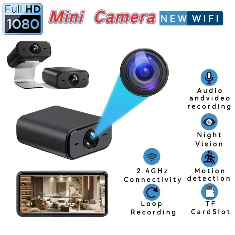 Mini Wifi Camera Wireless Home Surveillance Connect Mobile Phone Remote Indoor Plug-In Free HD Multi-Scenario Applicable Cam