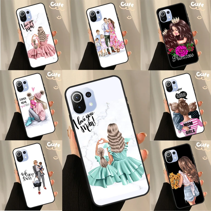 Baby Mother Brown Girl Family For POCO F5 Pro X4 F4 GT C40 M5s F3 X3 X5 Pro Case For Xiaomi 13 12 Lite 12T 11T Pro Cover 