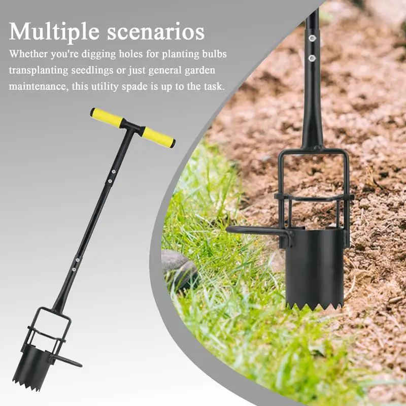Bulb Planter Garden Transplanting Tool Portable Precision Multi-Purpose Steel Ergonomic Digger For Soil Loosening Seedling
