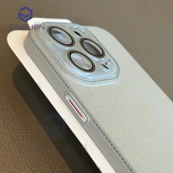 Luxury Vintage Litchi Pattern Ultra Thin Shockproof Case For iPhone 15 Plus 14 13 12 16 17 Pro Max Slim Len Protecion Hard Cover