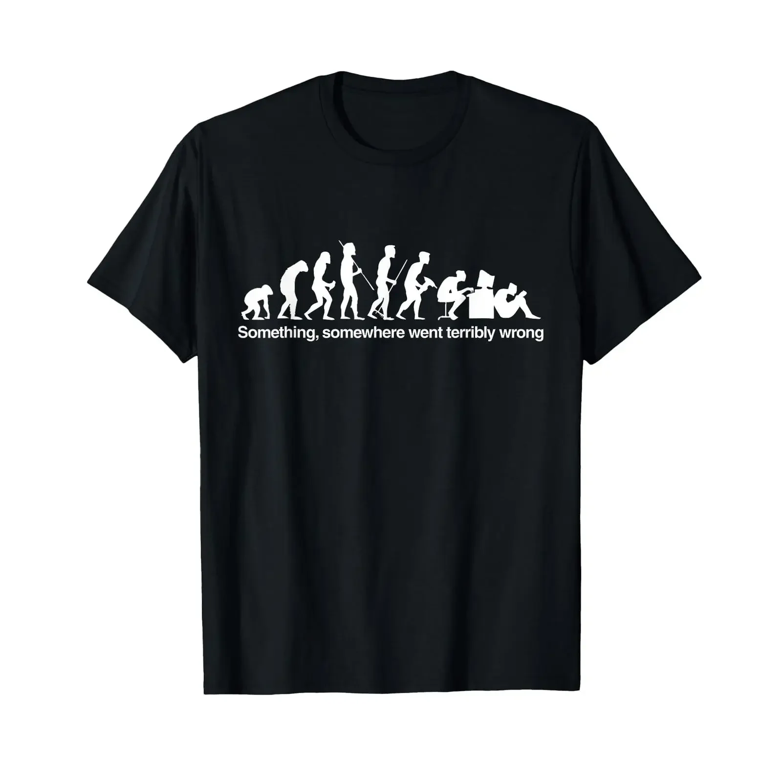 T-shirt humoristique et sarcastique « Something Somewhere Funny Evolution », style vintage délavé, pour un usage quotidien, extensible, confortable et doux