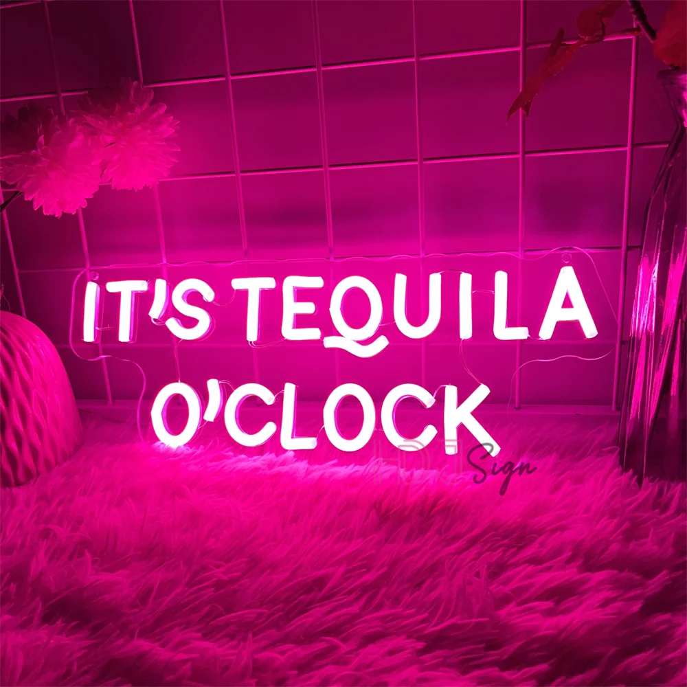 It's TEQUILA O'CLOCK  Neon Led Signs Coffee Bar Pub Bedroom Decoration LED Neon Lights USB Bar Party Club Room Wall Decor Signs