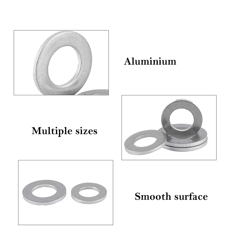 540 Stück Aluminium-Unterlegscheiben, Aluminium-Dichtungsringe für Kfz-Ölablassplugs M6 M8 M10 M12 M14 M16 M18 M22 M24 – Detail 3