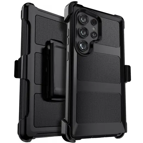 Black For Samsung Galaxy S24 Ultra S24 Plus S24+ S24 FE S24 5G Case Shockproof Rugged Heavy Protective Cover Belt Clip Holster