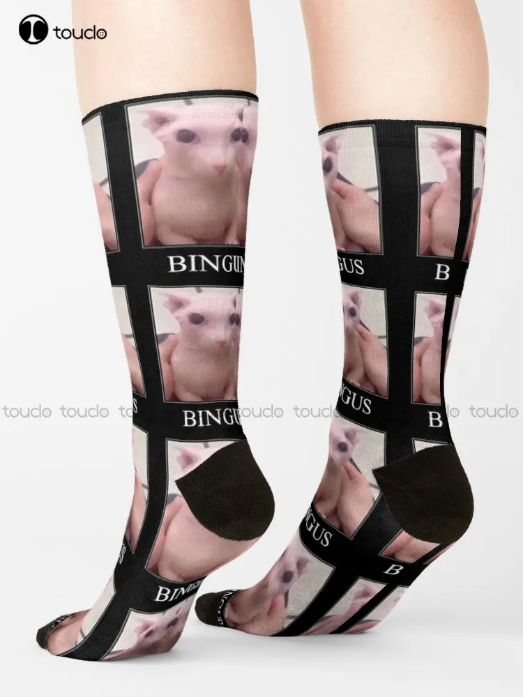 Bingus Cat Sphynx Cat Meme Bingus Socks calzini divertenti per le donne 360 ° stampa digitale Unisex adulto Teen Youth Socks regalo calzino