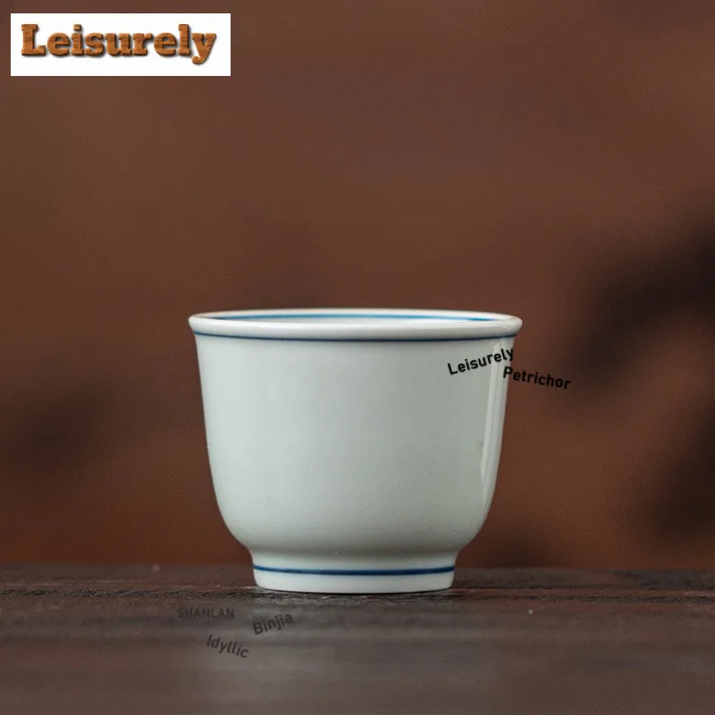 

3 шт., ручная роспись, двойная линия, прямой рот, чайная чашка, чайная чашка в стиле дзен, милая чашка для дегустации чая, персональная чашка Chazhan Master Cups Cha Craft