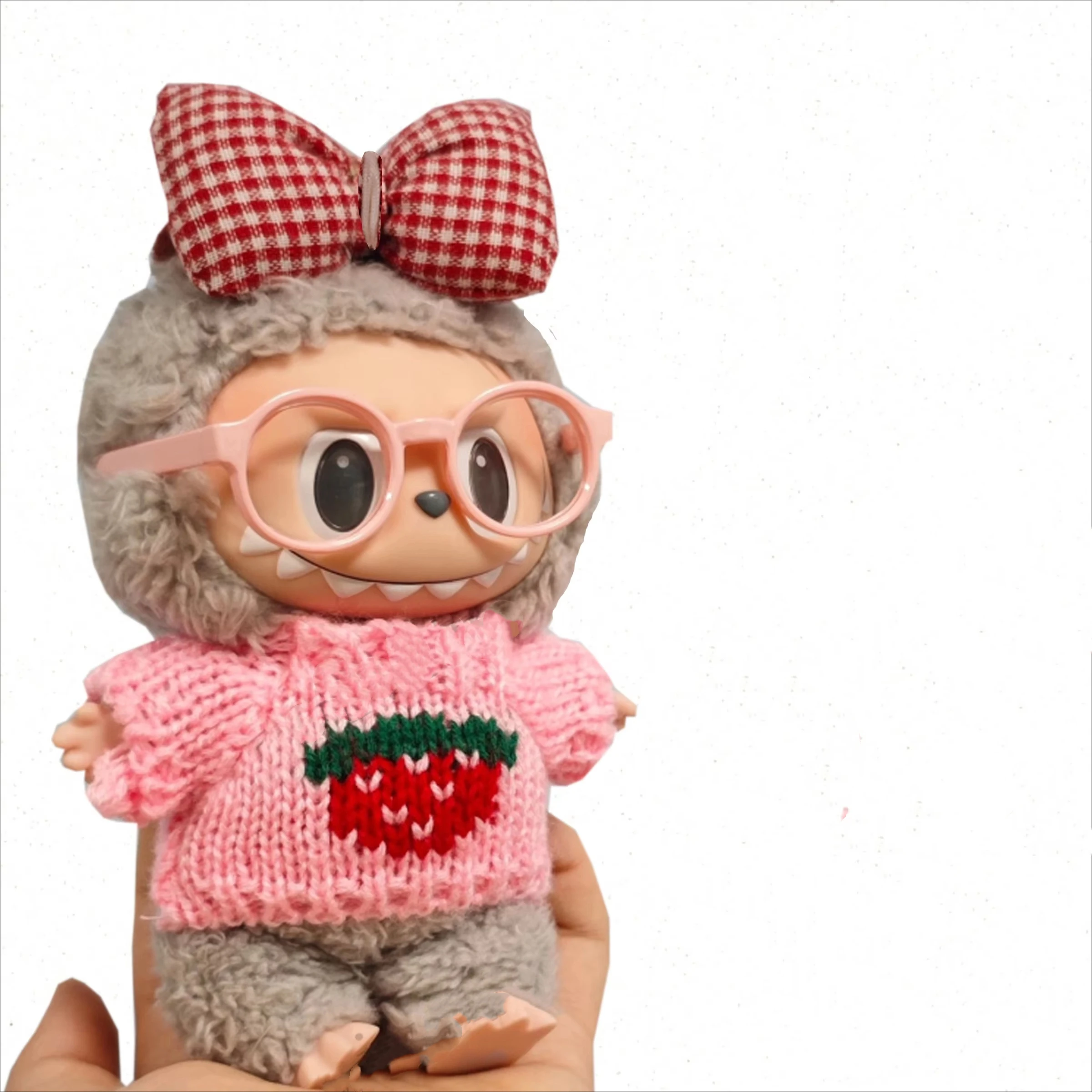 Für 17 cm Labubu Puppe Kleidung Pullover Gestrickte Mantel Winter Puppe Kleidung Farbe Spiel Mode Puppen Zubehör Nette Dekoration
