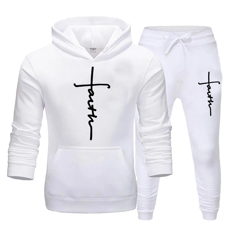 Men's printed sportswear casual men's outdoor long sleeved hoodie and pants jogging hoodie sportswear two-piece set