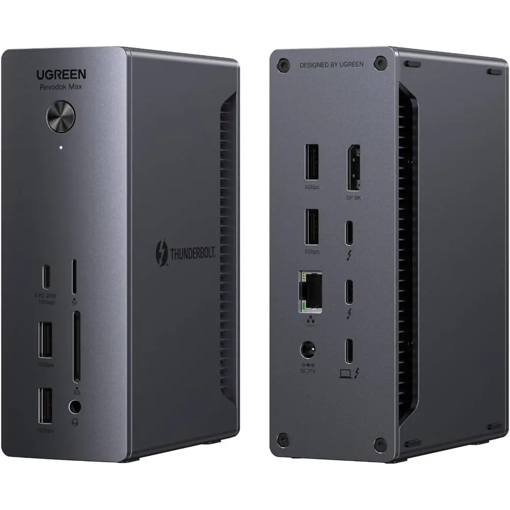 

Док-станция Thunderbolt 4 на 13 портов, 40 Гбит/с, с поддержкой двух 4K-дисплеев при 60 Гц или одного 8K-дисплея, зарядкой 90 Вт, Ethernet 2.5 Гбит/с, SD/TF 4.0