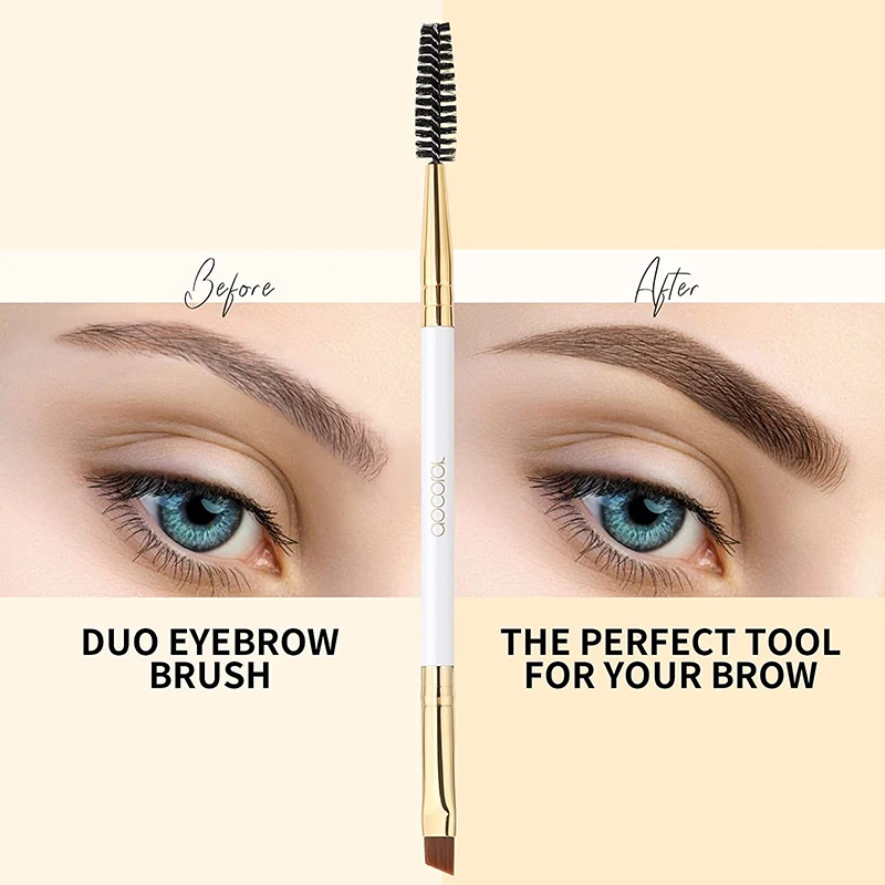 Docolor Double Head Makeup Eyebrow Brush Double Sided Blending Eye Eyebrow Flat Angled Make Up Brush Comb Double Ended Tool