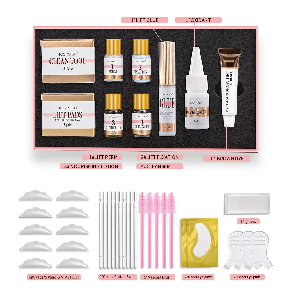 ICONSIGN Lash Lift e Tint Kit Professionale Sollevamento Ciglia Calia Perming Ciglia Tinta Sopracciglio Tintura Occhi Strumenti di Trucco Dropshipping