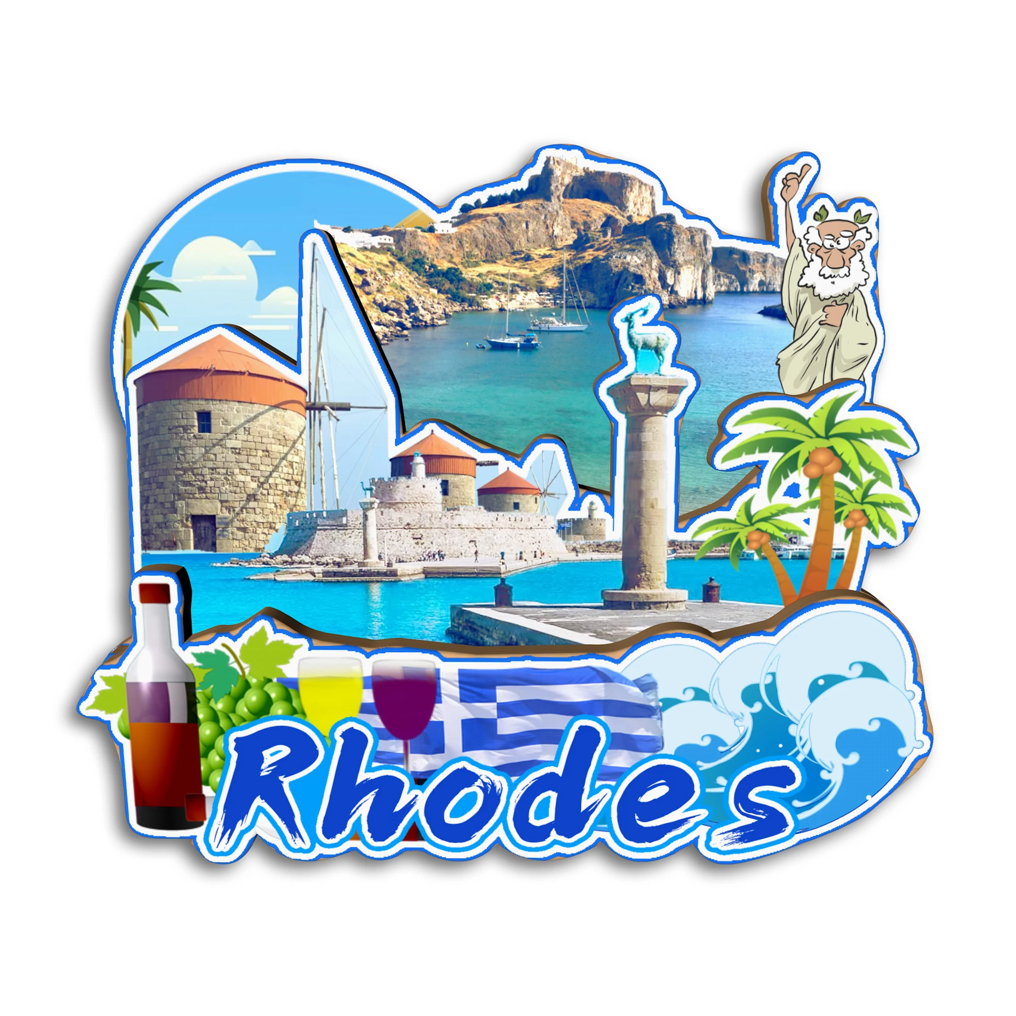 Mykonos Rhodes Halkidiki Crete GREECE مغناطيس الثلاجة هدية تذكارية للسفر Handmarde