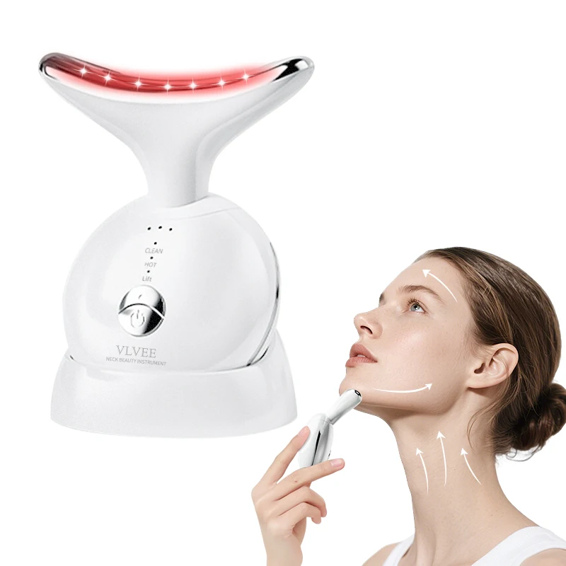 

VLVEE Neck Beauty Device EMS Face Massager Facial Neck Lifiting 3 Colors Light Skin Tighten Reduce Double Chin Skin Care Tools