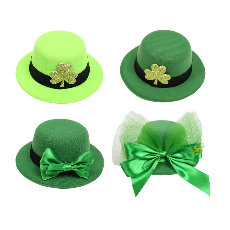 Saint Patrick's Day Headdress Decorative Hairpin Clover Party Hat Hair Clip  for Irish Festival Costume Cosplay Props