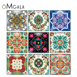 Vintage Flower Floral Patterns Square 10pcs mixed 12mm/20mm/25mm/30mm photo glass cabochon demo flat back Making findings