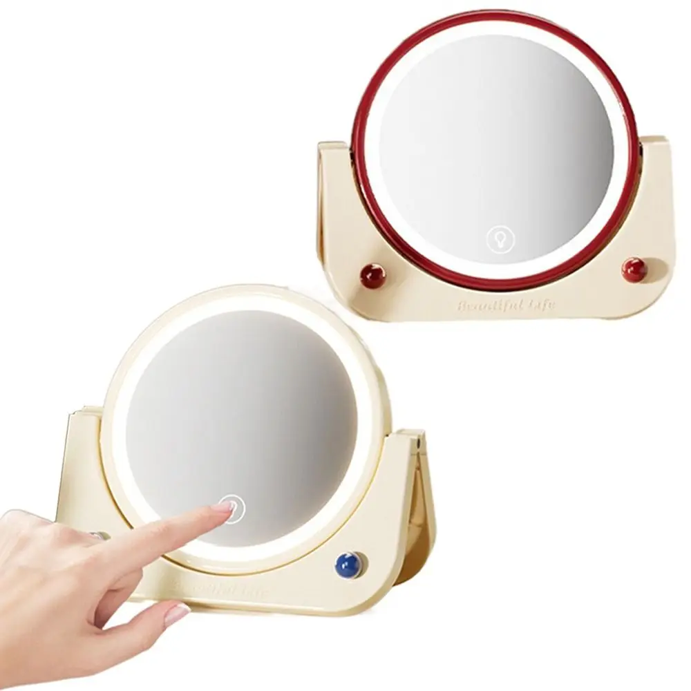 

Складное светодиодное зеркало для макияжа, отдельно стоящее настенное подвесное настенное зеркало с сенсорным управлением, высокое разрешение