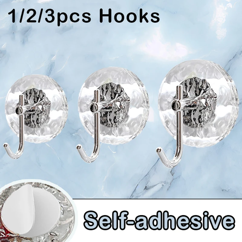 1/2/3pcs Acrylic Wall Hook Multifunctional Bathroom Self-Adhesive Hook Creative Glacier Stripe Hook Punch-Free Back Door Hooks