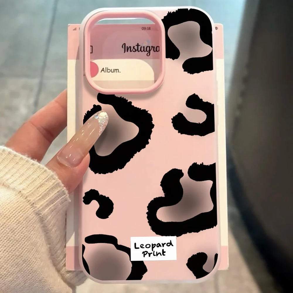 Black White Ink Leopard Print Phone Case For Samsung Galaxy S26 S25 S24 Plus A57 A37 A17 A07 S26 S24 S25 Ultra Candy Color Cover