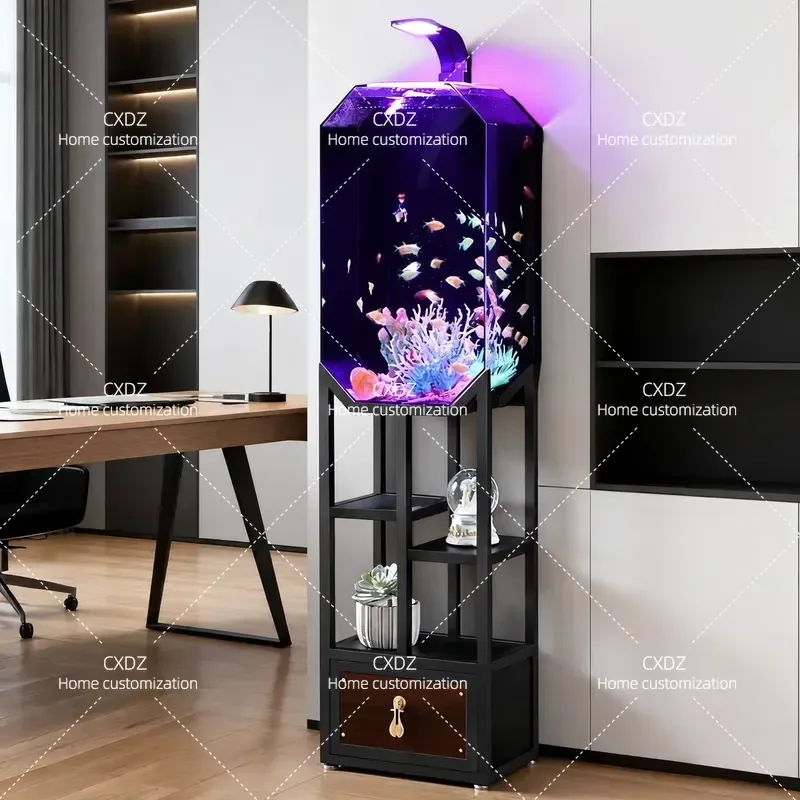 Hailiya Creative Square Goldfish Tank Ecological Floor Living Room Office Small Aquarium New