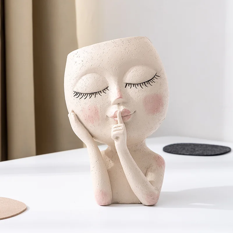 Flower Pot Face Flower Pot Resin Cross-border Explosion Gardening Garden Flower Pot Home Decoration Ornament Balcony Decorations