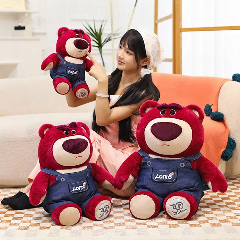 

55cm Kawaii Strawberry Bear Plush Toy Anime Overalls Large Lotso Stuffed Doll Cute Cuddly Bear Kids Birthday Xmas Gifts