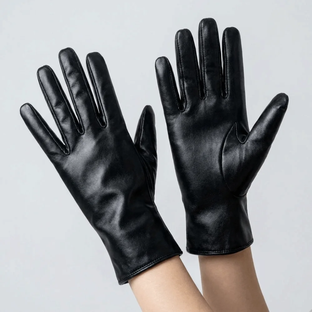 Simple Solid Color Patent Leather Gloves Elastic Cloth Short Gloves Sun Protection Gothic Women Mittens Party