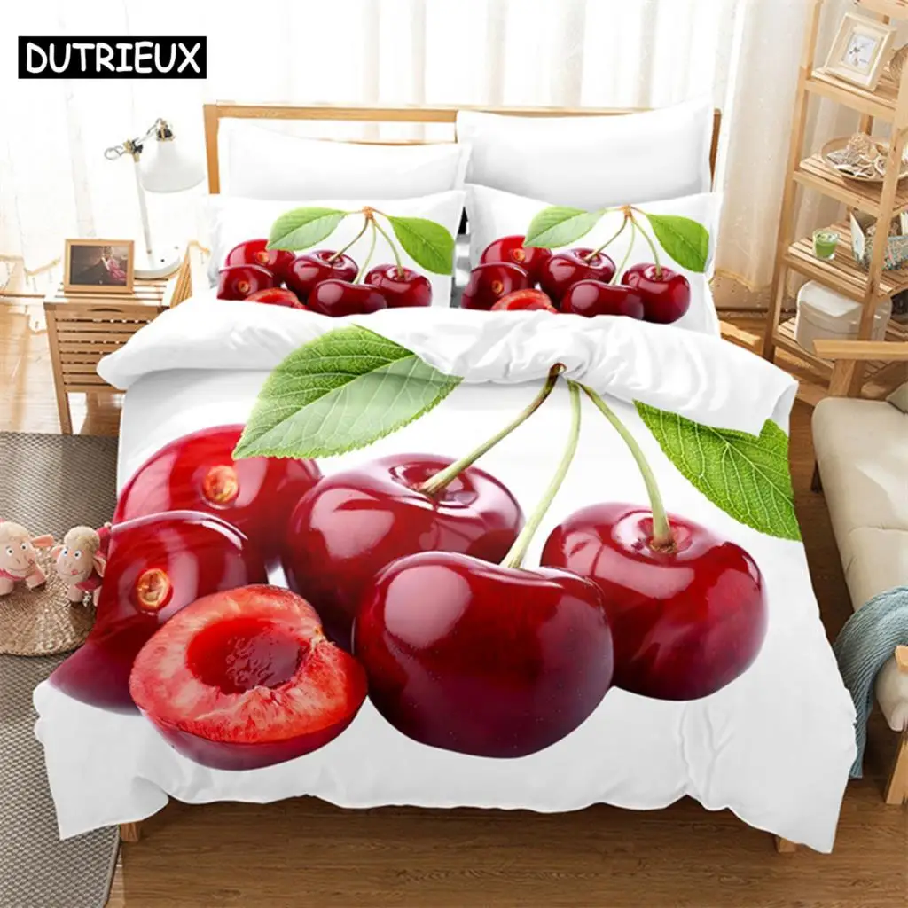 Red cherry Bedding Set Duvet Cover Set 3d Bedding Digital Printing Bed Linen Queen Size Bedding Set Fashion Design