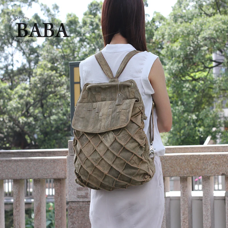 حقيبة ظهر نسائية أوروبية/أمريكية جديدة متعددة الوظائف ذات سعة كبيرة حقيبة ظهر جلدية للسفر في الهواء الطلق حقيبة نسائية من الجلد الخالص