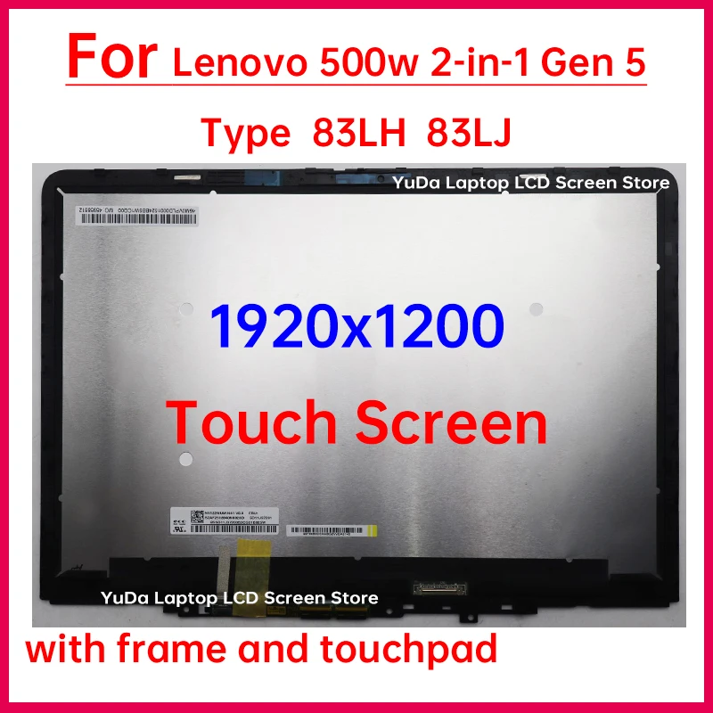 

11.6" Laptop LCD Touch Screen For Lenovo 500w 2-in-1 Gen 5 Type 83LH 83LJ Display Digitizer+Frame Assembly Replacement 1920x1200