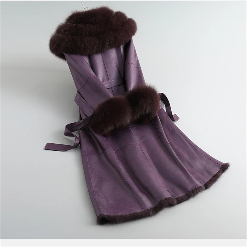 Giacca da donna in vera pelliccia di coniglio Lady Luxury Large Fox Fur Collar cappotto invernale Parka JT3444