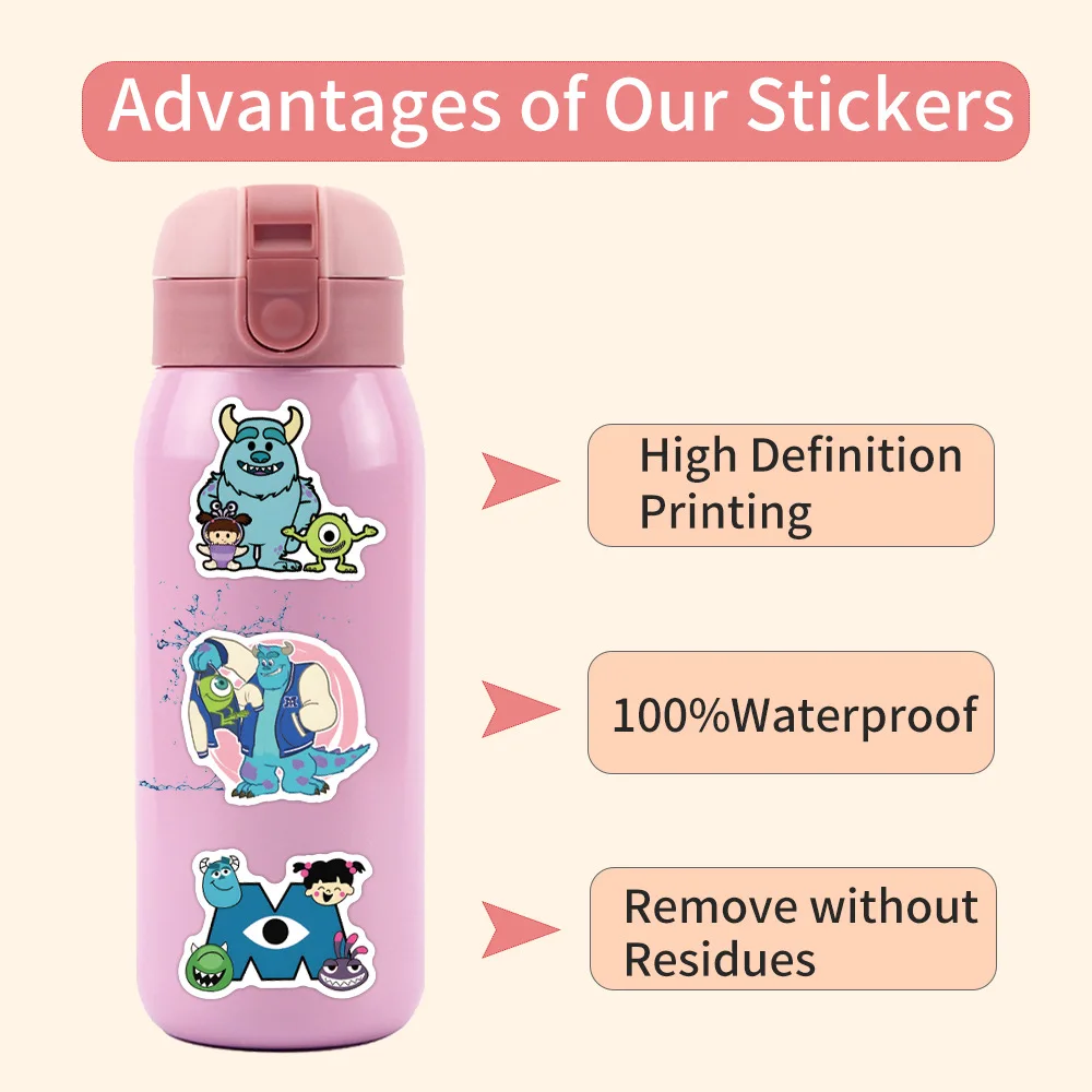 

10/30/60PCS Monsters, Inc. Cartoon Sticker DIY Phone Laptop Luggage Skateboard Graffiti Decals Fun for Kid