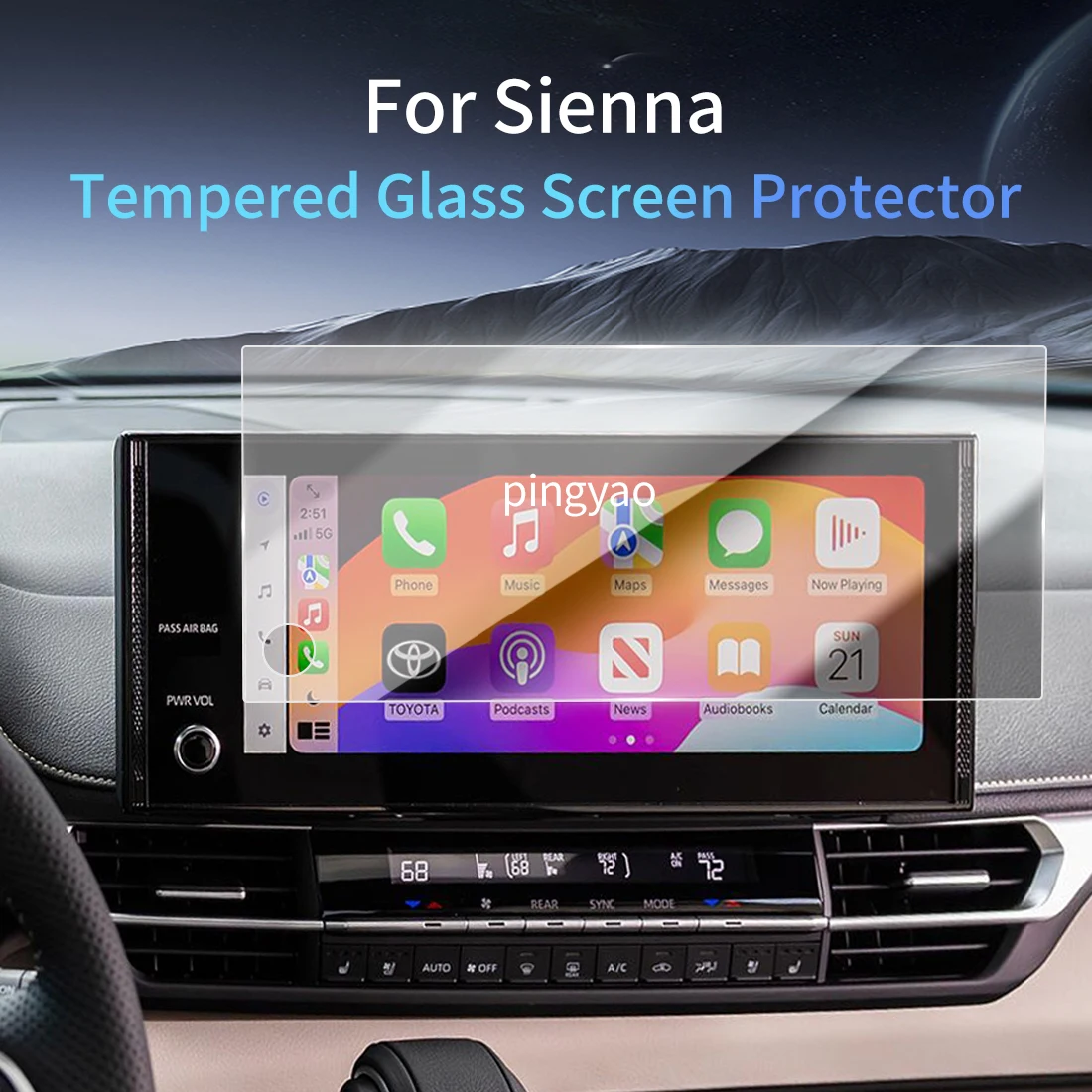 

Автомобильная наклейка, защитная пленка для экрана, навигационный дисплей, закаленное стекло, защитная пленка для автомобиля 25, Toyota Sienna