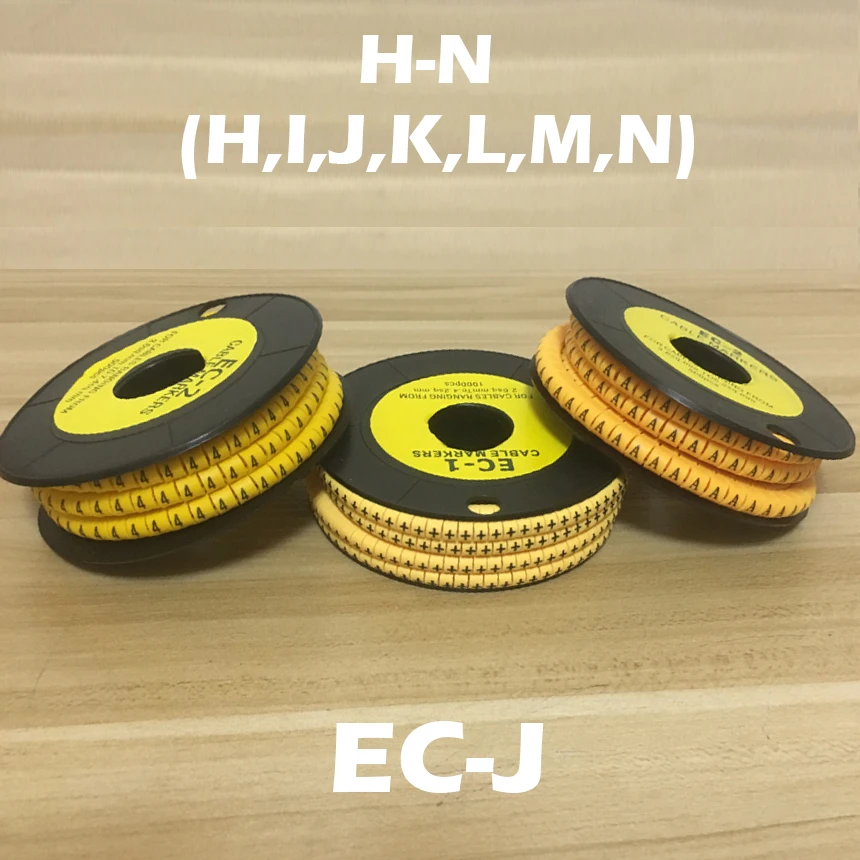 500pcs/roll A-Z H-N HIJKLMN Arabic Numerals EC-J 4-6mm Flexible PVC Print Sleeve Tube Flat Label Wire Cable Marker