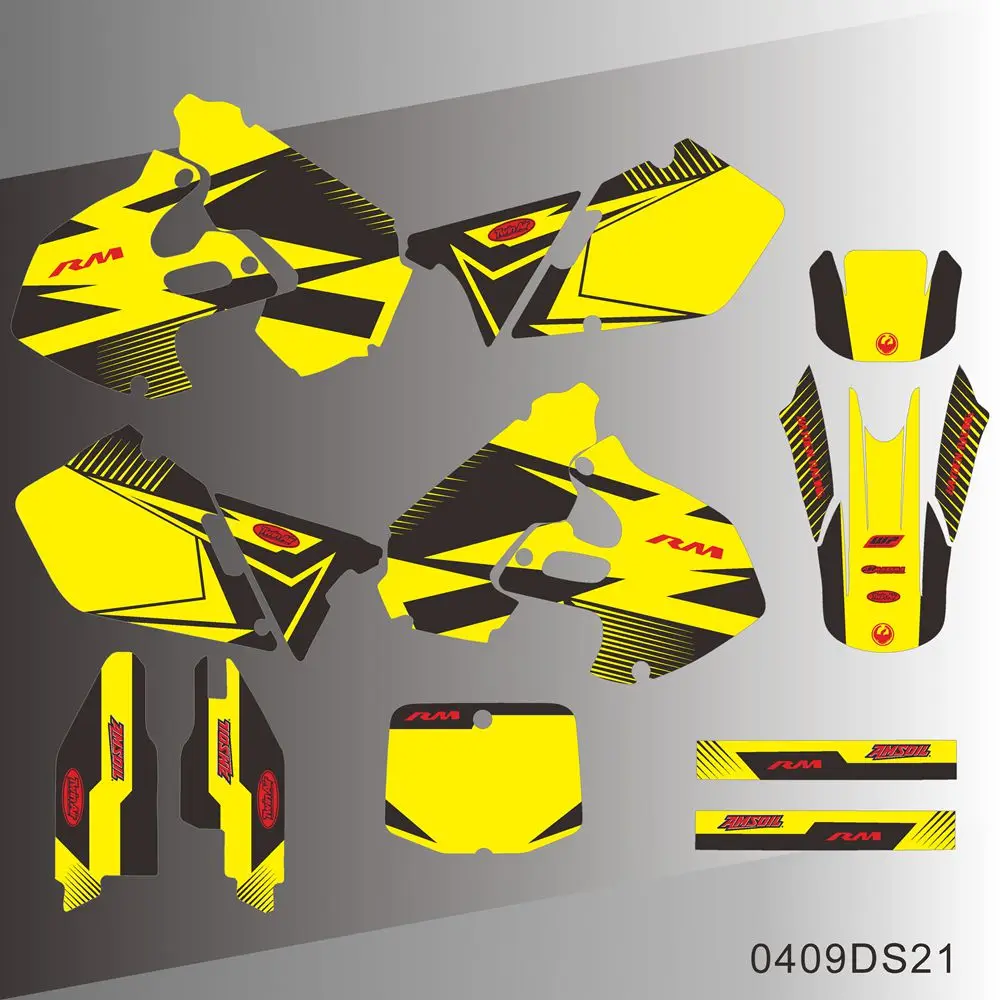 For SUZUKI RM125 RM250 RM 125 RM 250 1999 2000 Graphics Decals Stickers Motorcycle Background Custom Number Name