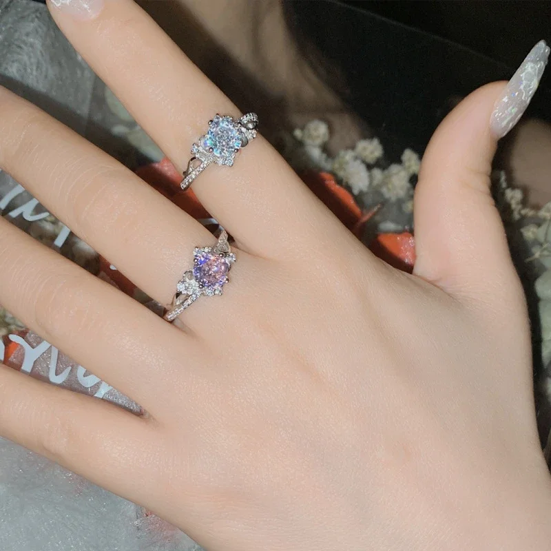 

MDLFES Moissan Diamond Style Оригинальное нишевое обручальное кольцо принцессы с цветком 18k Micro Pave Brilliance