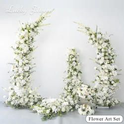 Floral Horn Arch Artificial Flowers For Wedding Decoration Flower Backdrop Runner Flower Row Table Decor Flower Ball Centerpiece