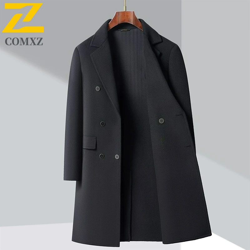 

2025 Winter Wool Coats Men New Long Knee Length Premium Warm Cold Proof Coat Fashionable Multiple Pockets Windproof Overcoat