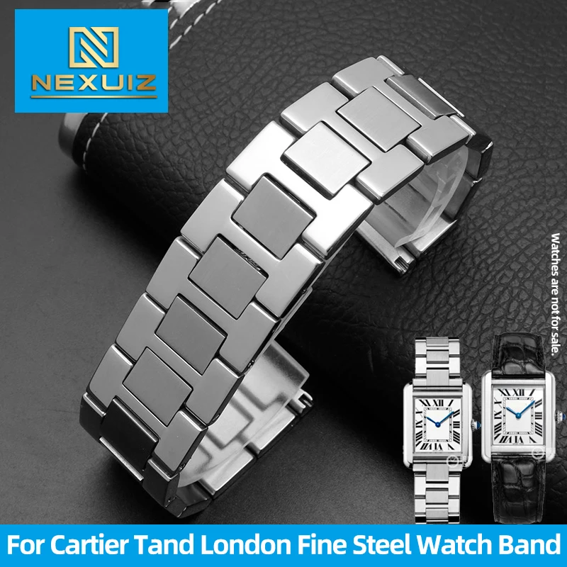 High Quality Solid Precision Steel Watch Strap For Cartier Tank London Solo WSTA0029 WSTA0041W5200013 Watch Band 16 20 22 23mm