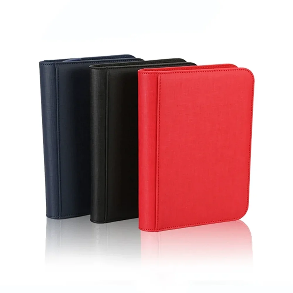 PU Leather 4/9 Pockets Game Card Book Card Side Loading Binder TCG Game Zipper Card Album Fixed Pockets Pages for MG/PKM/FOW/YGO