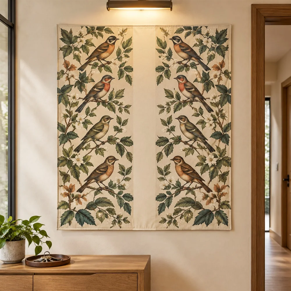 VIKAMA Vintage Bird Chart Tapestry Wall Hanging, HD Print Washable Wall Art, Vintage Decor for Living Room Study Bedroom Office