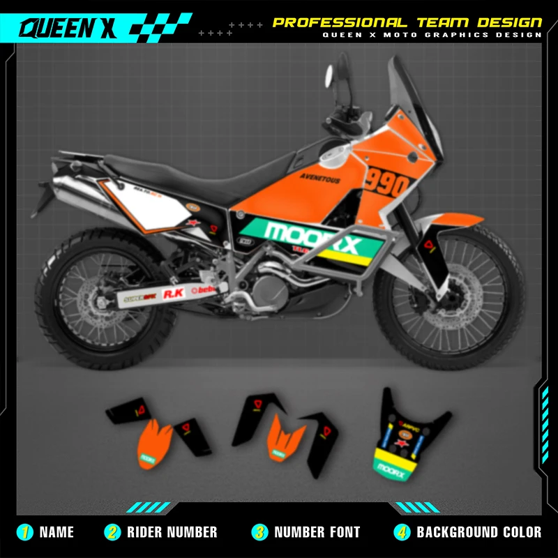 

Queen X MOTOR Graphics Decals Stickers Kits For KTM ADV 990 2003-2016 Motorcycle Accessories Numer Name Custom