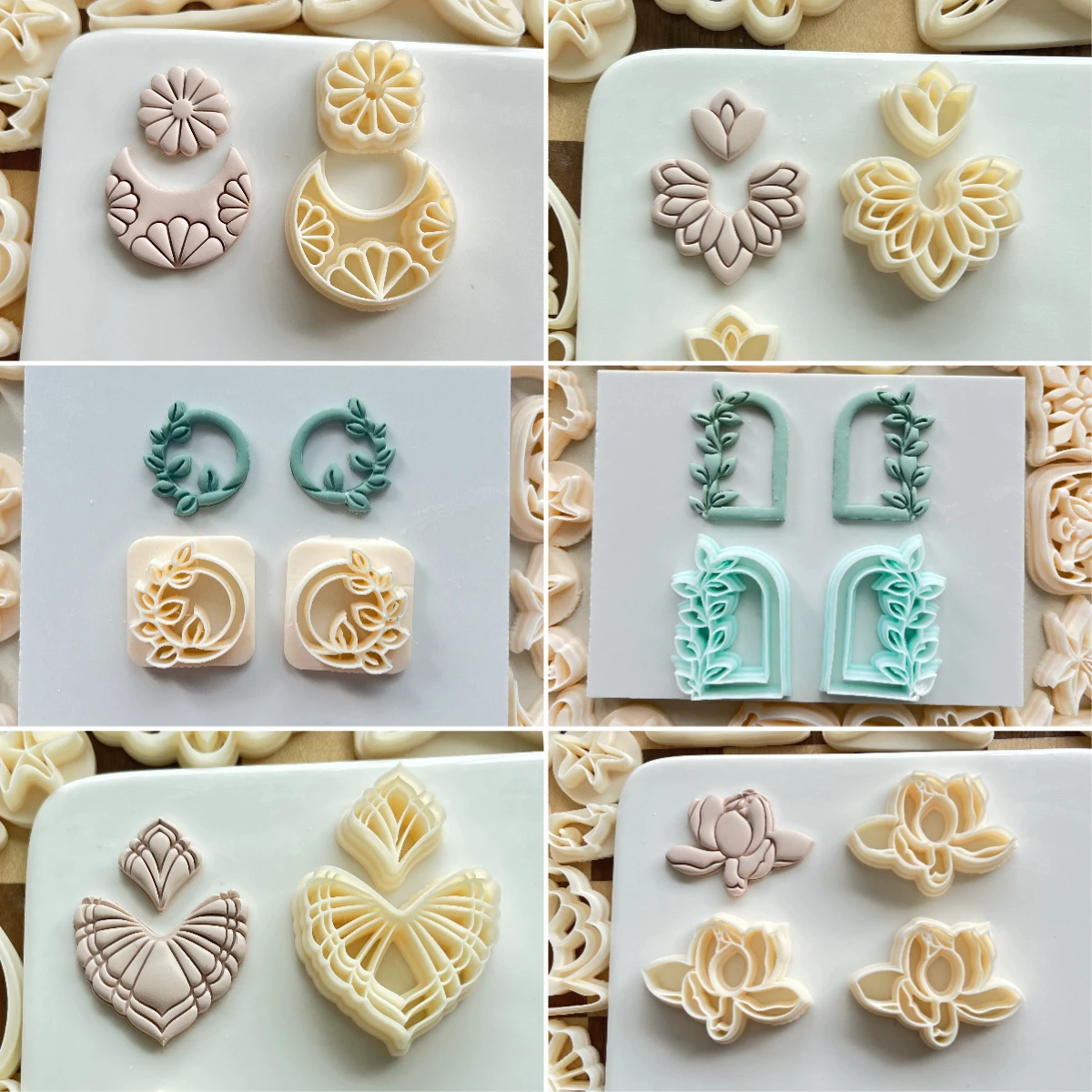 Vintage Blumenförmige Lotus/Mond/Gänseblümchen/unregelmäßige Blumenkunst Hochpräzise Tonformen Ohrring Schmuck DIY handgemachte Schneidformen – Detail 1