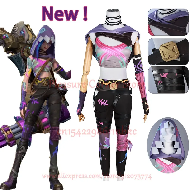 

In Stock Game LOL Arcane 2 Prodigy Jinx Cosplay New Skin Jinx Cosplay Costume Wig JINX Shoes Outfit Wig Women Carnival Props