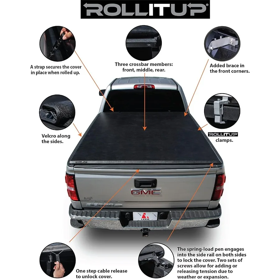 يناسب 20192023 جي إم تشيفي سيلفرادو وجي إم سي سييرا مع 58 سرير ناعم قابل للطي لسرير الشاحنة غطاء تونيو لتعزيز حماية البضائع #3