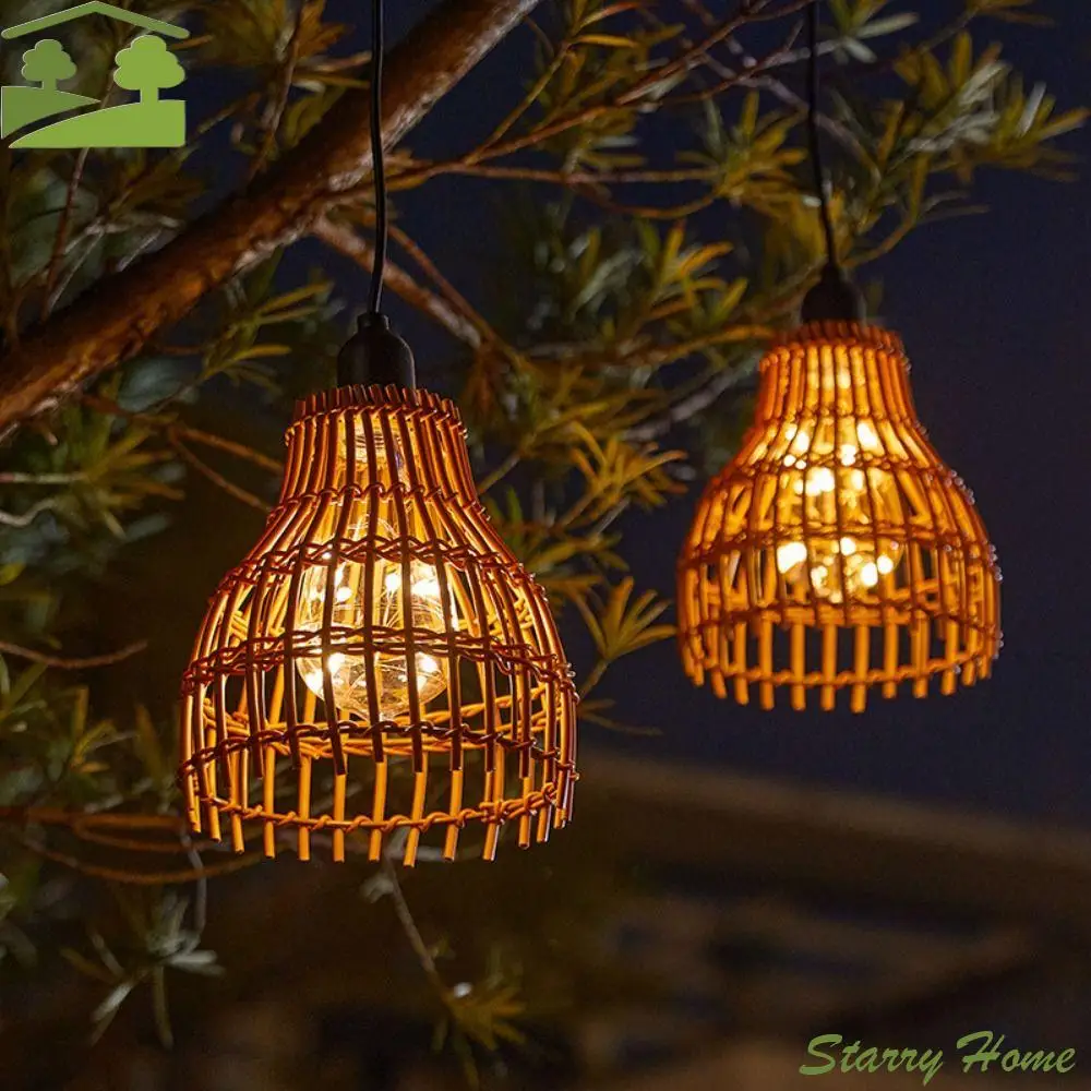 

Hand-woven Pendant Lamp Shade Weaving Solar Powered Waterproof Chandelier Waterproof Design Led Lights Lamp Cover Dining Room