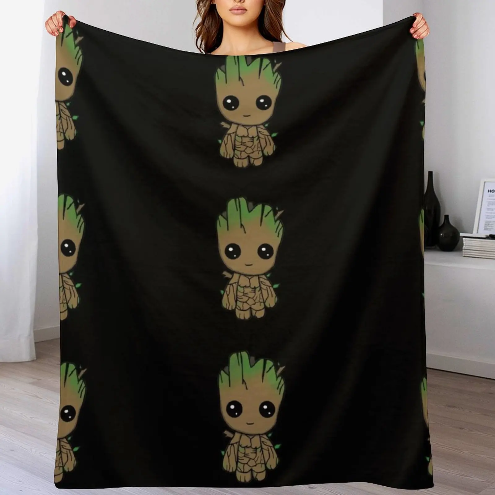 I AM GROOT - Little Chibi Throw Blanket Cute Plaid Luxury Throw Blankets