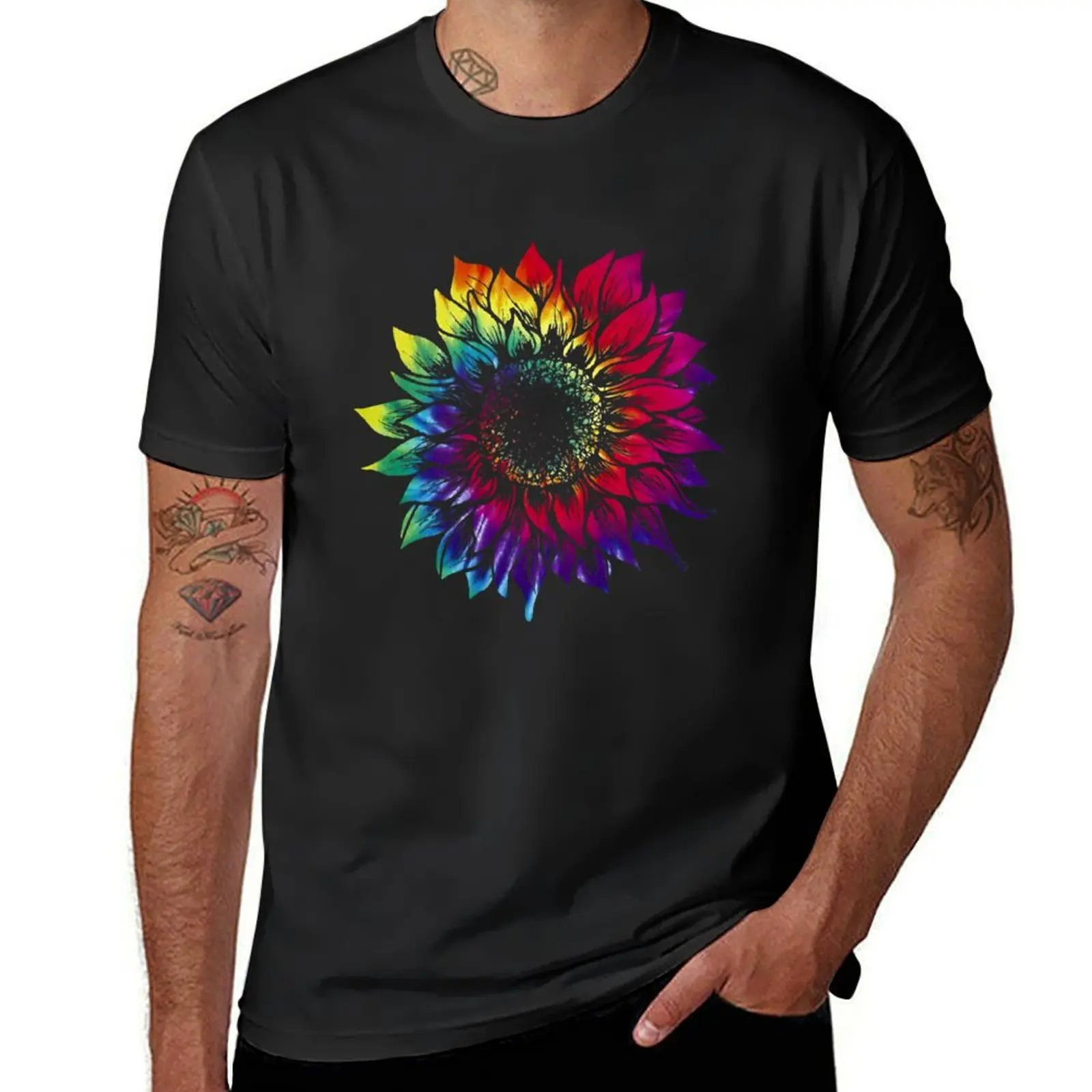 

Tie Dye Retro Sunflower Women BlackCotton S-5XL (1) T-Shirt for a boy blanks mens cotton t shirts