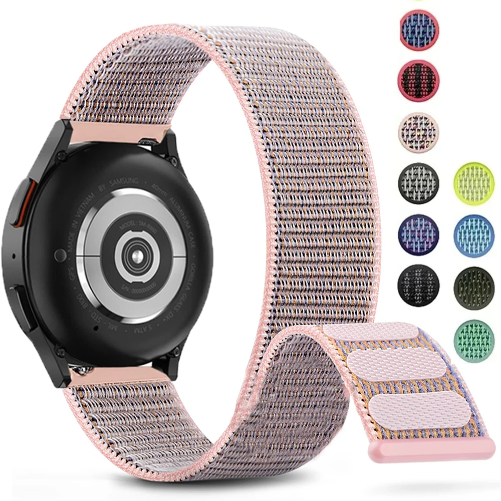 

Ремешок 20 мм 22 мм для Samsung Galaxy watch 7/6/5/4/pro/6 Classic/FE спортивный нейлоновый браслет-петля Huawei watch GT 4-3-pro-2-2e Band