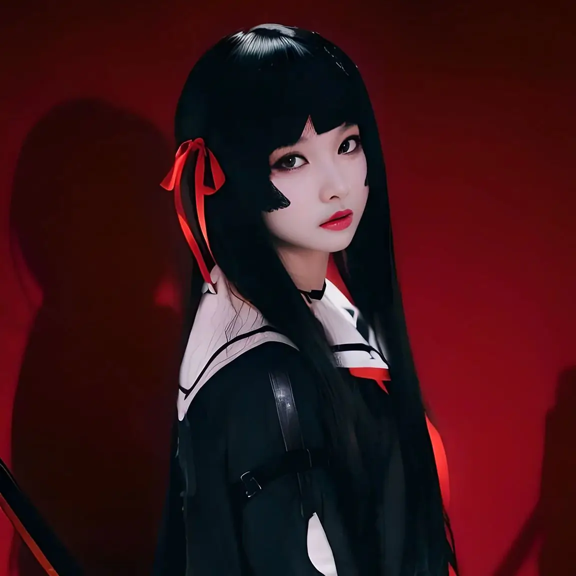 

Парик для косплея Game Wuthering Waves CHISA, длинные черные волосы 80 см, синтетический парик + шапочка для парика, парик для Хэллоуина